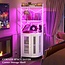 Aheaplus Corner Bar Cabinet with Power Outlet, Industrial Wine Cabinet with LED Strip and Glass Holder, 5-Tiers Liquor Cabinet Bar Unit for Home, Corner Display Cabinet for Small Space, White