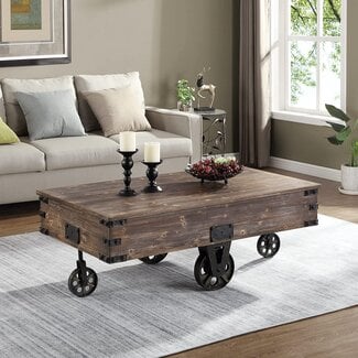 FirsTime & Co. Factory Cart Coffee Accent Table, 45" x 17" x 29.5", Rustic Espresso/Antique Black,70084