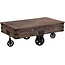 FirsTime & Co. Factory Cart Coffee Accent Table, 45" x 17" x 29.5", Rustic Espresso/Antique Black,70084
