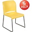 Flash Furniture HERCULES Series 5 Pack 880 lb. Capacity Yellow Full Back Contoured Stack Chair with Gray Powder Coated Sled Base