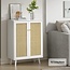 Anmytek Rattan Cabinet, 44" H Tall Sideboard Storage Cabinet with Crafted Rattan Front, Entryway Shoe Cabinet Wood 2 Door Accent Cabinet with Adjustable Shelves White, H0086