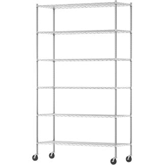Furinno Wayar Metal Storage Shelf Rack, 6 Tiers, 48-Inch Taller, Stainless Steel