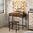 Furniouse Makeup Vanity Desk Set with LED Lights and Mirror, 33" W Makeup Table with Drawer & Charging Station, Dressing Table with Stool for Bedroom, Rustic Brown