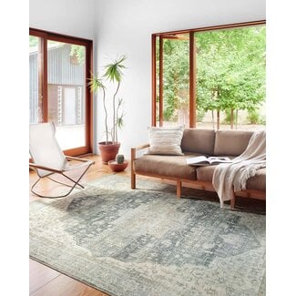 Loloi Skye Collection, SKY-12, Charcoal / Dove, 7' x 9', .13" Thick, Oval Area Rug, Soft, Durable, Vintage Inspired, Distressed, Low Pile, Non-Shedding, Easy Clean, Printed, Living Room Rug