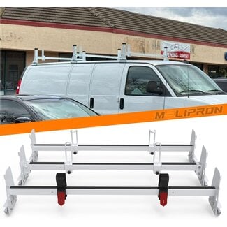 MELIPRON Universal Van Roof Ladder Rack Fit for Chevy Express 1500 2500 3500 Ford Econoline GMC Savana Rain Gutter Mount Rack