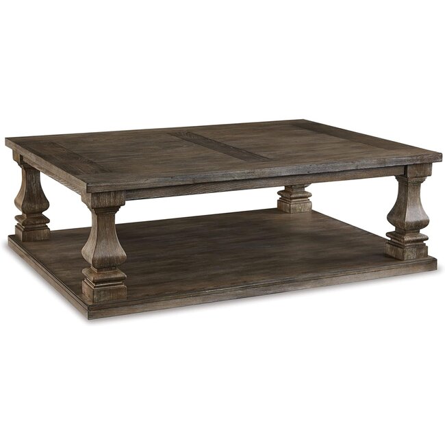 Signature Design by Ashley Johnelle Farmhouse Coffee Table with Weathered Gray Finish, Gray