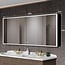 tunuo Medicine Cabinets for Bathroom with Mirror, 60”W x 36”H Wall Mounted LED Medicine Cabinet Organizer with Defogger, Dimmer, Outlets & USB, Three Doors