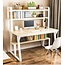 Leconteur Computer Desk with Hutch, 47” Writing Study Table + Book and Storage Shelves, Space Saving Home Office Workstation, Rustic White