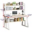 Leconteur Computer Desk with Hutch, 47” Writing Study Table + Book and Storage Shelves, Space Saving Home Office Workstation, Rustic White