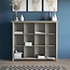 SIMPLIHOME Acadian SOLID WOOD 57 Inch Transitional 12 Cube Storage in Distressed Grey, For the Living Room, Study Room and Office