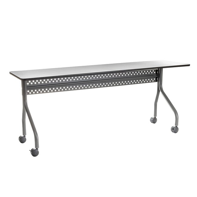 Iceberg Officeworks Mobile Training Table with Two Locking Wheels, Gray and Charcoal, 72" L x 18" W x 29" H,Grey