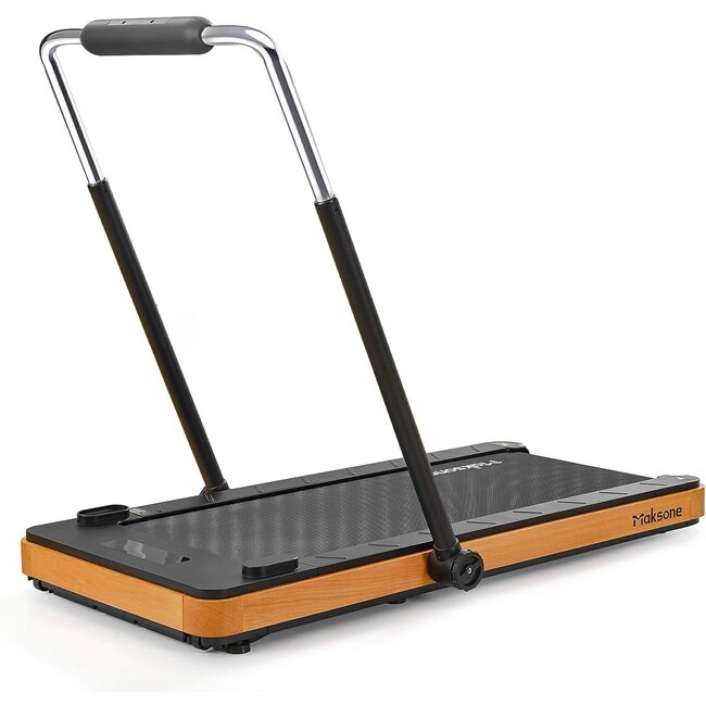Maksone Folding Walking Pad, Wood Under Desk Treadmill with Adjustable Handlebar, Foldable Treadmill with Remote Control, Installation-Free