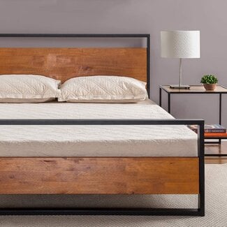 ZINUS Suzanne Bamboo and Metal Platform Bed Frame with Footboard / Wood Slat Support / No Box Spring Needed / Easy Assembly, Full