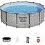 Bestway 5619GE Pro MAX Above Ground, 14ft x 48in | Steel Frame Round Pool Set | No Tools Required, Grey Stone