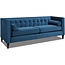 Jennifer Taylor Home, Sofa, Satin Teal, Velvet, Hand Tufted, Hand Painted and Hand Rub Finished Wooden Legs