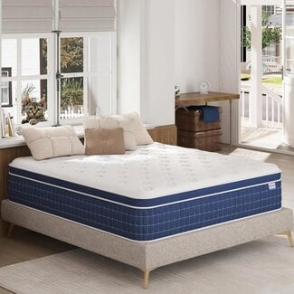 EEN EEN SLEEP King Size Mattress (Upgrade Strengthen) 12 Inch Hybrid Mattress King in a Box, King Mattress Made of Memory Foam and Individual Pocketed Springs, Strong Edge Support, Firm