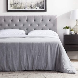 LUCID Mid-Rise Upholstered Headboard-Adjustable Height from 34â€ to 46â€, King/Cal King, Stone