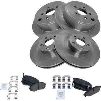 A-Premium Front & Rear Drilled/Slotted Disc Brake Rotors + Ceramic