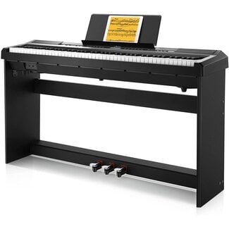 Donner DEP-20 Beginner Digital Piano 88 Key Full Size Weighted Keyboard, Portable Electric Piano with Furniture Stand, 3-Pedal Unit