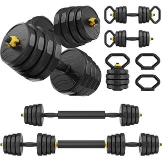 FEIERDUN Adjustable Dumbbells, 66lbs Free Weight Set with 4 Modes, Used as Barbell, Kettlebells, Push up Stand, Fitness Exercises for Home Gym Suitable Men/Women