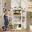 ROOMTEC 47” Kitchen Pantry Cabinet, White Freestanding Buffet Cupboards Sideboard with Doors & Adjustable Shelves, Kitchen Pantry Storage Cabinet for Kitchen, Living Room and Dinning Room