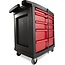 Rubbermaid Commercial Trademaster 5 Drawer Mobile Work Center, 33" L x 20" W x 34" H, Black/Red (FG773488BLA)