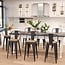 Aklaus Metal Bar Stools Set of 4,26 inch Barstools Counter Height Bar Stools with Backs Farmhouse Bar Stools with Larger seat High Back Kitchen Dining Chairs Modern Bar Chairs Matte Black Stool