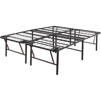 Amazon Basics - Foldable Metal Platform Bed Frame with Tool Free Setup, 18 Inches High, Queen, Black