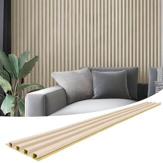 Art3d 8-Pack 96 x 6in. WPC Acoustic Slat Wall Panel for Modern Interior Decor, TV Background, Living Room, White Ash