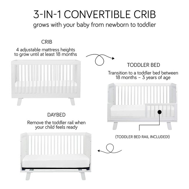 Babyletto Hudson 3in1 Convertible Crib with Toddler Bed Conversion