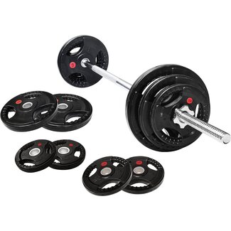 Signature Fitness Cast Iron Standard Weight Plates Including 5FT Standard Barbell with Star Locks, 45-Pound Set (35 Pounds Plates + 10 Pounds Barbell), Multiple Packages, Style #4