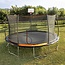 JumpKing 15 ft. Trampoline 7 Legs/ 7 Poles with Safety Enclosure System & Bonus Basketball Hoop, 300 lb. Weight Limit, ASTM, CPSIA Compliant, Black/Orange, (JK157P3UBHC2)