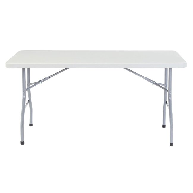 National Public Seating BT3000 Series 30 x 60 Inch Heavy Duty Blow-Molded Plastic Folding Table with Gravity Slide Lock for Banquets, Speckled Grey