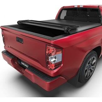 oEdRo Soft Quad Fold Truck Bed Tonneau Cover Compatible with 2014-2021 Toyota Tundra (Excl.Trail) 5.5 ft Bed, Fleetside with Deck Rail System