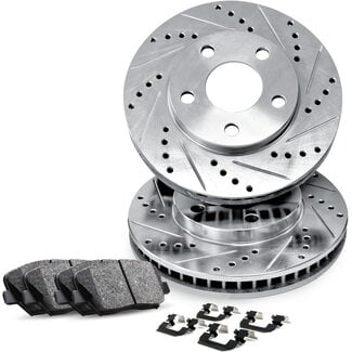 R1 Concepts Front Brakes and Rotors Kit |Front Brake Pads| Brake Rotors and Pads| Ceramic Brake Pads and Rotors |Hardware Kit |fits 2010-2021 Lexus GX460, 2010-2021 Toyota 4Runner