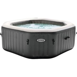 INTEX 28433EP PureSpa Bubble Massage Deluxe, Inflatable Spa Set with Energy Efficient Cover, Grey, 4-Person