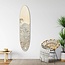 Creative Co-Op Coastal Decorative Surfboard Wall Décor for Living Room; Contemporary Wave Design Overlaid On Light Natural Wood, 65.5"