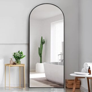 Dolonm 64x21 Inch Arch Full Length Mirror, Aluminum Alloy Frame Floor Mirror, Large Mirror Free-Standing Hanging or Leaning, Full Body Mirror for Living Room, Bedroom, Cloakroom, Hallway, Black