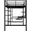 Full Size Loft Bed with Desk and Storage Shelf, Heavy Duty Loft Bed Full Size, Full Loft Bed with Ladder and Guardrail, Full Size Loft Bed for Kids, Teens, Black Loft Bed Full Size