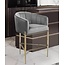Iconic Home Cyrene Counter Stool Chair Velvet Upholstered Shelter Arm Shell Design 3 Legged Gold Tone Solid Metal Base Modern Contemporary, SILVER