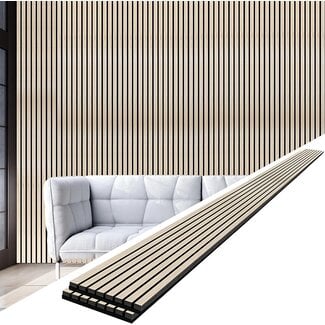 NeatiEase Acoustic Matte Laminate Slat Wall Panel, 94.5 Inch Soundproof Wall Panels for Interior Wall Decor Noise Cancelling, Sound Absorbing Panel with Wood Finish (2 PCS)