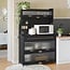 NETEL Kitchen Bakers Rack, Microwaves Rack Storage Rack, Kitchen Microwave Stand with 4 Hooks,Kitchen Storage Shelf Rack for Spices, Pots and Pans, with of Brakeable Casters - Black