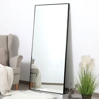 Poshions Full Length Mirror 65''√ó22''Wall Mounted Mirror Free Standing Mirror with a Stand,Full Body Mirror Dressing Mirror with Aluminum Alloy Thin Frame,Black