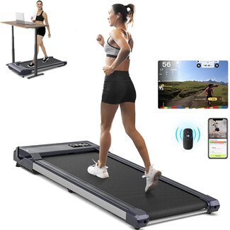 Walking Pad with 6% Incline, WELLFIT Walking Pad Treadmill 300LB Capacity, Voice Controlled Under Desk Treadmill Work with ZWIFT/KINOMAP/Apple Health, Portable Desk Treadmill for Home,Office,Apartment