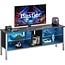 Bestier TV Stand for 70 inch TV, Modern Marble Gaming Entertainment Center with LED Lights, Wood TV Stand with Glass Shelves for Living Room Bedroom, Black Marble