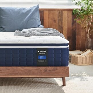 Coolvie California King Mattress 12 Inch, Medium Feel Cal King Mattress in a Box, Hybrid Individual Pocket Springs with Memory Foam, Cooler Sleep with Pressure Relief and Support