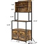 Furniouse 5-Tier Kitchen Bakers Rack with Power Outlet, Industrial Microwave Oven Stand with Shelves, Kitchen Utility Storage Shelf with Cabinet, Standing Kitchen Storage Rack, Rustic Brown