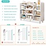 NELYE Wooden Cube Bookcase with Legs - 3-Tier Open Shelf Kidsroom Sorted Storage Cabinet Organizer for Books and Toys, 9-Cube Lattice Cute Cubby Bookshelf in White Mixed Westlake Blue, 55" W