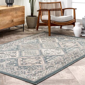 nuLOOM Becca Traditional Tiled Area Rug - 7x9 Area Rug Transitional Blue/Ivory Rugs for Living Room Bedroom Dining Room Kitchen
