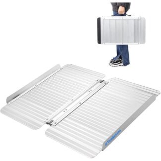 Ruedamann 5'LÃ—28.7" W Aluminum Folding Threshold Ramp,Holds up to 600 lbs,Wheelchair Ramps,for Wheelchairs,Steps,Stairs,Curbs,Doorways,Non-Skid Surface Portable Wheelchair Ramp